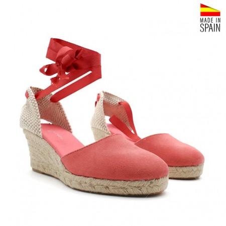 alpargatas cuña color coral
