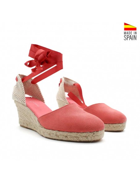 alpargatas cuña color coral