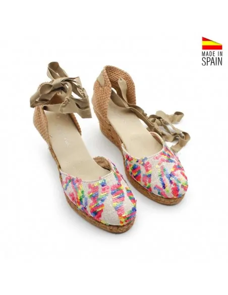 Alpargata de lentejuelas con cintas