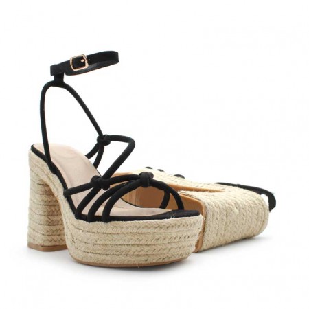 sandalias negras plataforma esparto