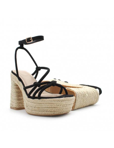 sandalias negras plataforma esparto
