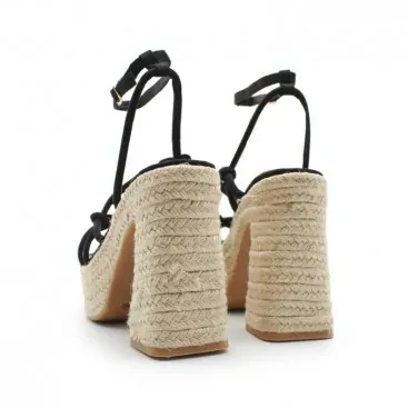 sandalia tacon esparto negra