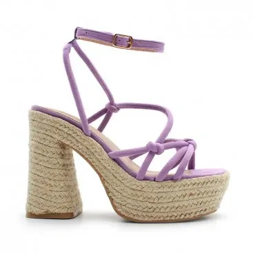 sandalia tacón esparto lila