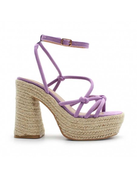 sandalia tacón esparto lila