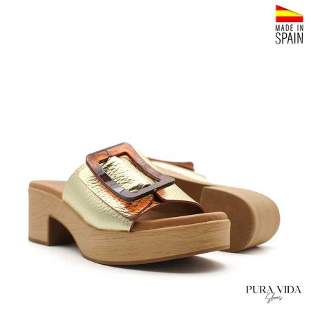 Mules metalizados mujer