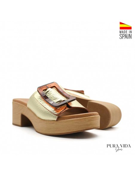 Mules metalizados mujer