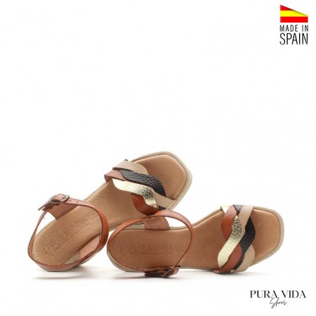 sandalia tacon plata gel