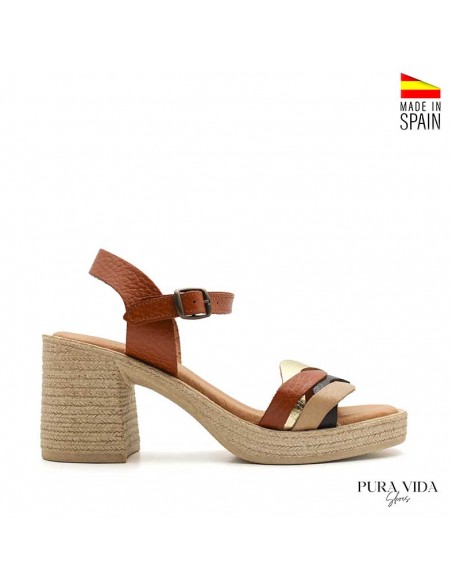 sandalias marrones tacón