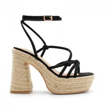 sandalias plataforma esparto negra