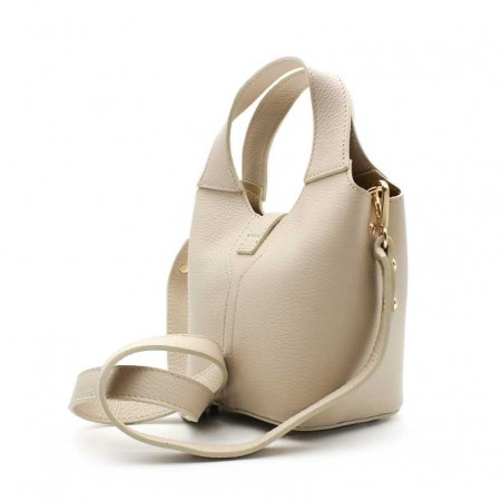 bolso piel beige