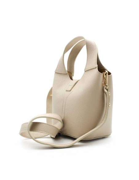 bolso piel beige