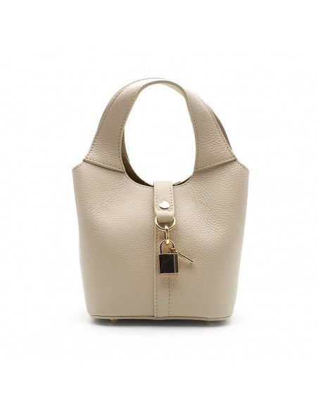bolso beige candado