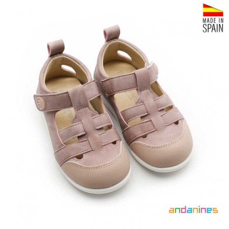 Sandalia rosa niña puntera reforzada