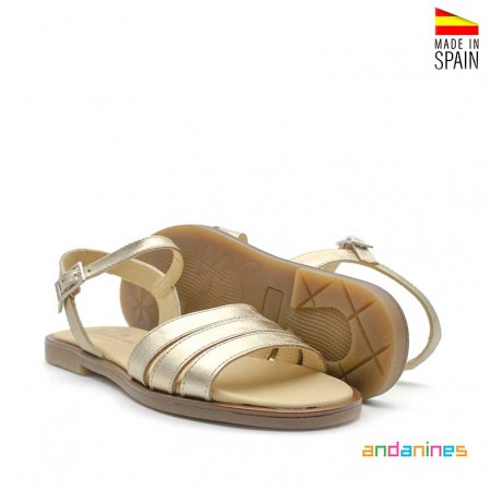 sandalias piel niña dorada