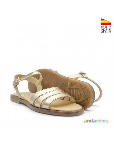 sandalias piel niña dorada