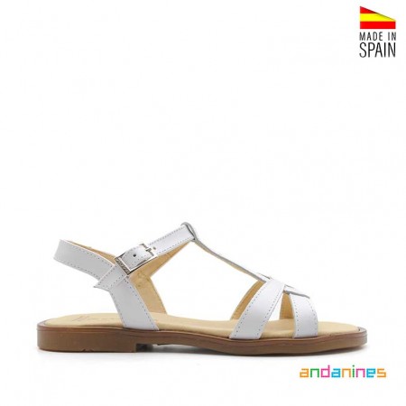 sandalias piel niña blancas