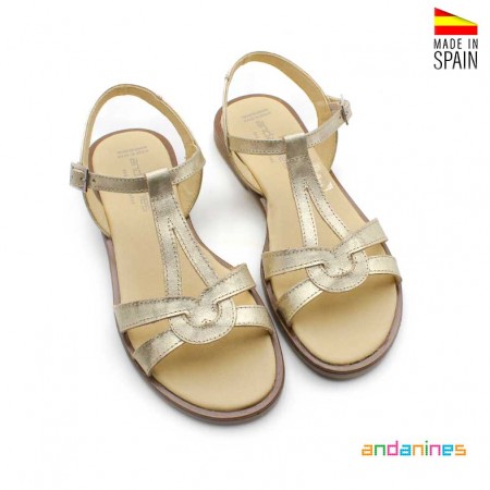 SANDALIA NIÑA PIEL METALIZADA
