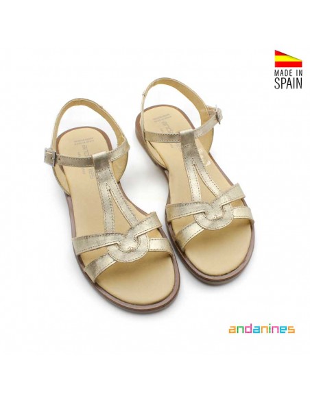 SANDALIA NIÑA PIEL METALIZADA