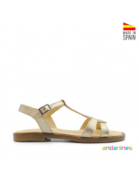 SANDALIA PIEL METALIZADA