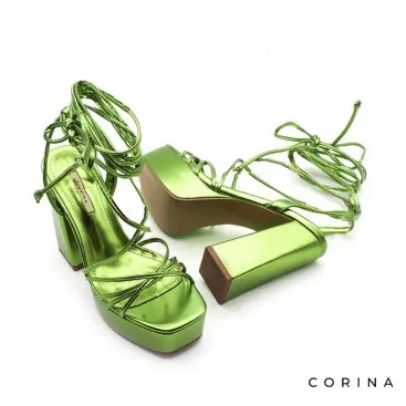 sandalias tacon alto verdes