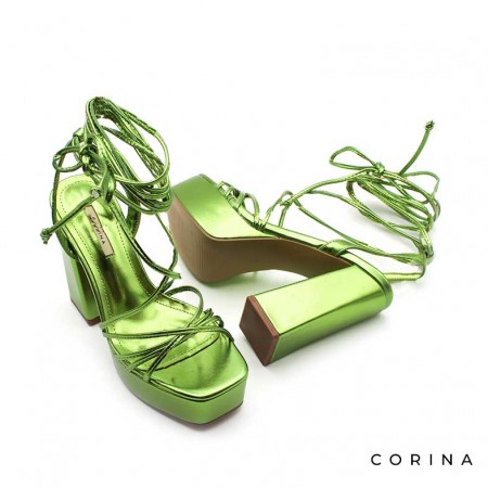 sandalias tacon alto verdes