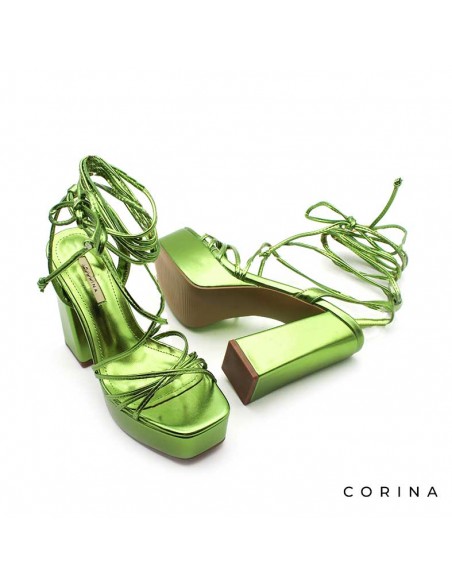 sandalias tacon alto verdes