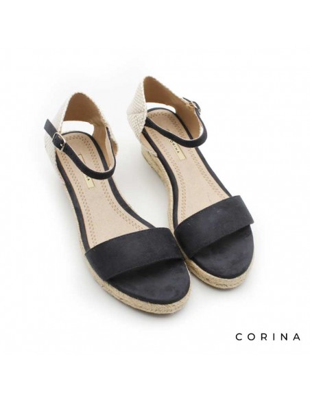 sandalias azul marino cuña