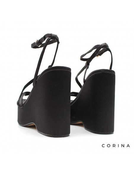 sandalias de cuña negras