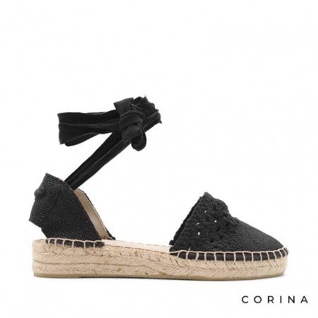 alpargata negra cuña baja​