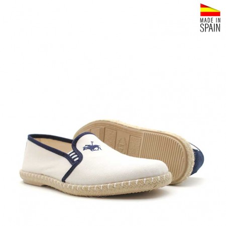 alpargatas blancas hombre con suela de goma flexible y base de esparto