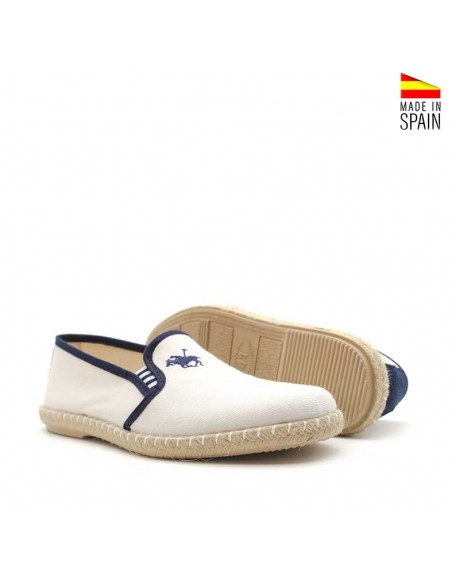 alpargatas blancas hombre con suela de goma flexible y base de esparto