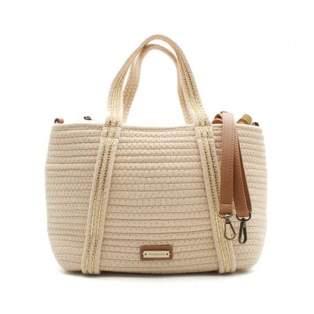 bolso trenzado beige