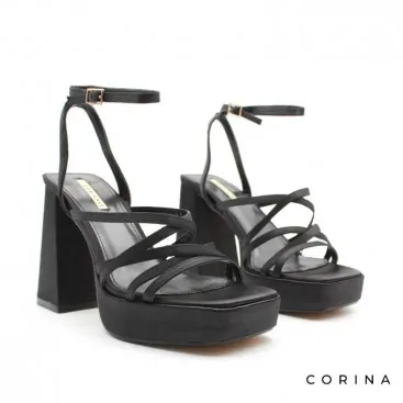 sandalias negras con plataforma y tacon