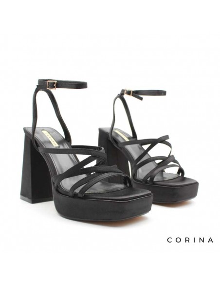 sandalias negras con plataforma y tacon