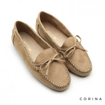 Mocasines planos camel mujer