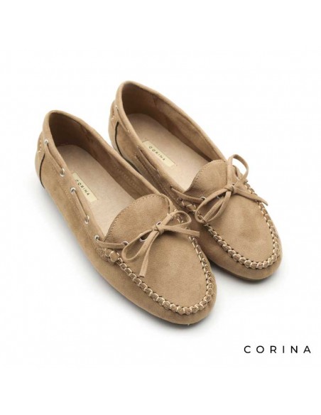 Mocasines planos camel mujer