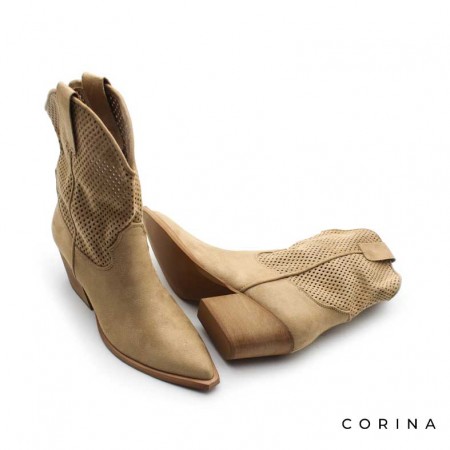 Botines Corina camel calados
