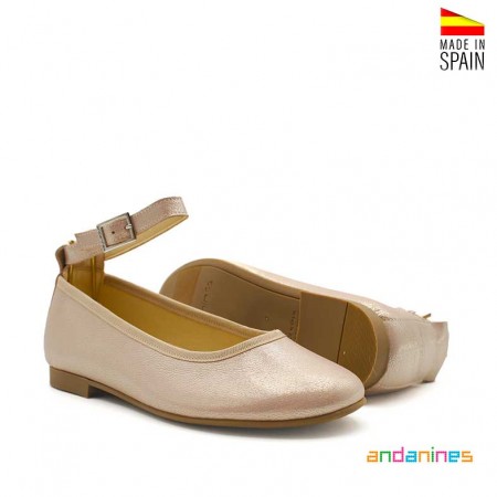 Bailarinas rosas comunión de piel brillo Andanines