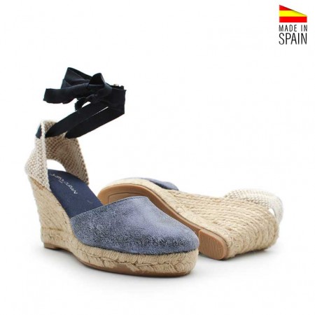 alpargatas altas azul metalizado