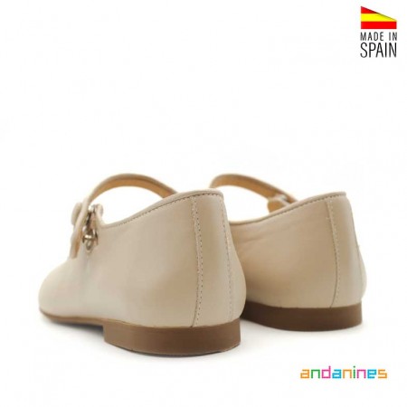 Merceditas piel beige niña
