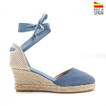 cuñas serraje azul