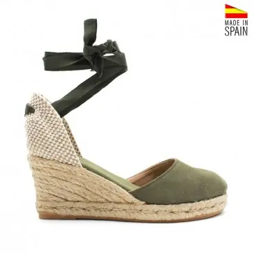 Alpargatas piel verde oliva
