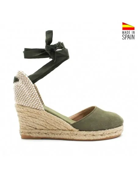 Alpargatas piel verde oliva