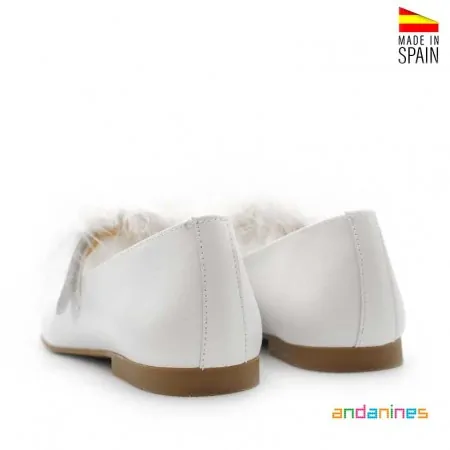 Zapatos blancos de primera comunión niña Andanines vista trasera