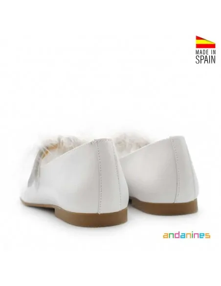 Zapatos blancos de primera comunión niña Andanines vista trasera