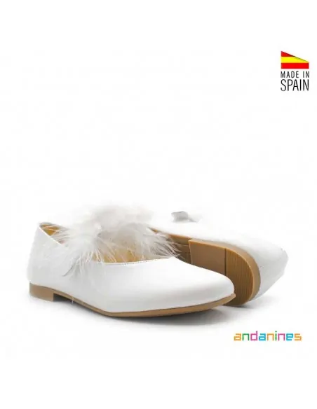 Zapatos blancos de comunión niña suela de goma flexible