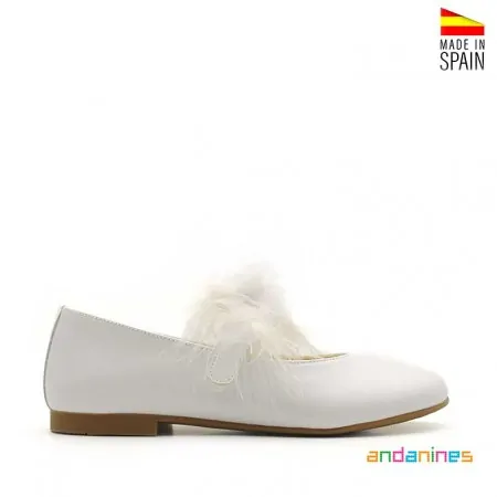 Zapatos blancos de primera comunión niña Andanines vista lateral