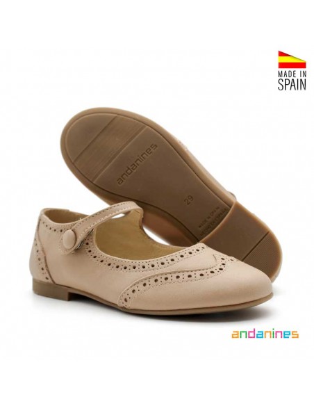 Zapatos elegantes para niñas taupe ideales para comunión y eventos