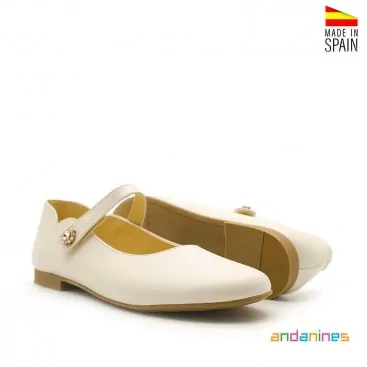 Zapatos para comunión niña nacarados tipo mercedita Andanines