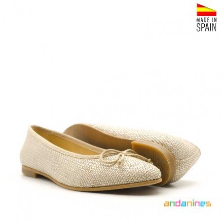 Bailarinas efecto Rafia taupe para comunión o vestir
